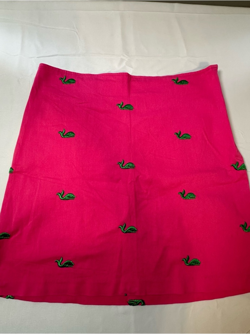 Vibrant Hot Pink Mini Skirt with Green Embroidered Motifs